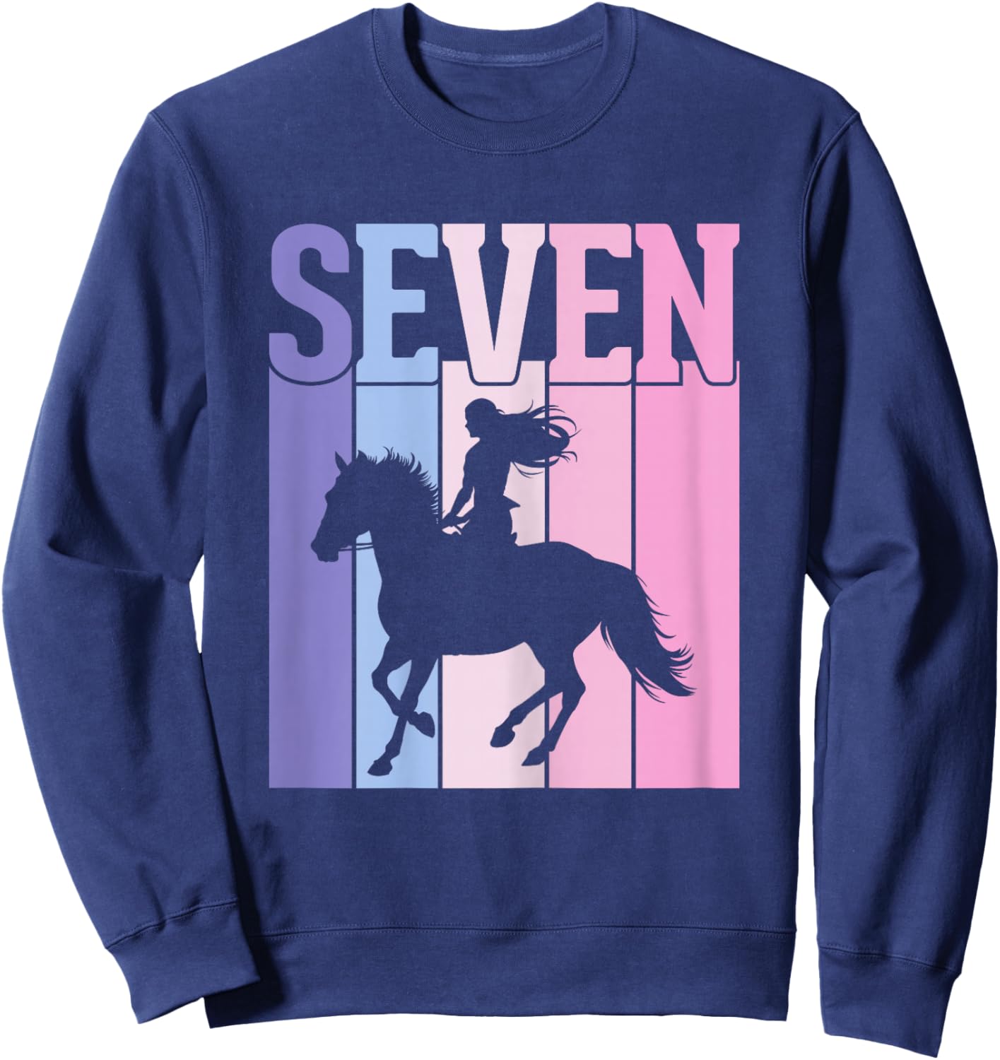 Seven Years Old Horse Lover 7th Birthday Party Girls Sweatshirt - Sweatshirt | Navy