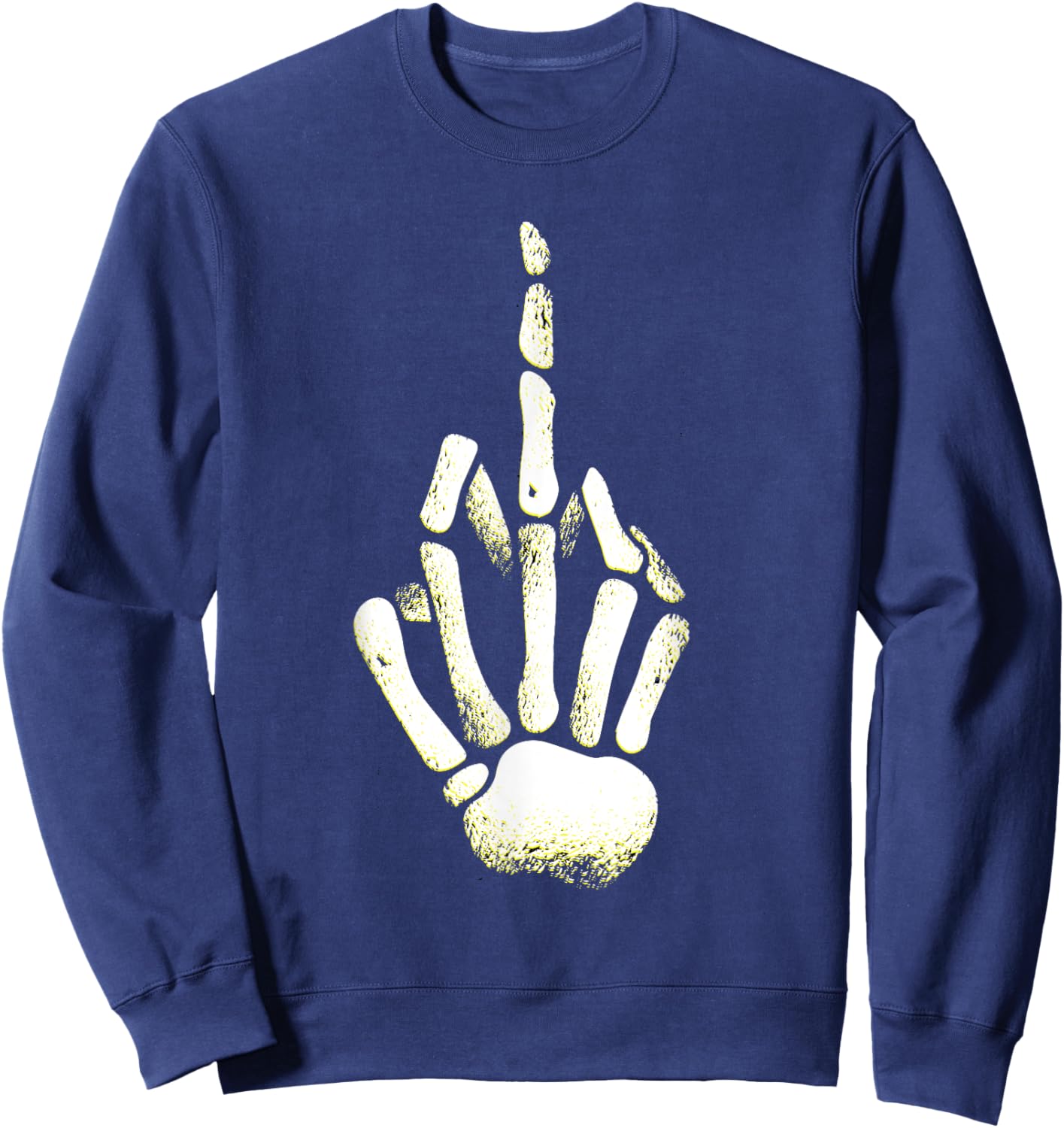 Halloween Skeleton Middle Finger Hand Fuck off Sweatshirt - Sweatshirt | Navy