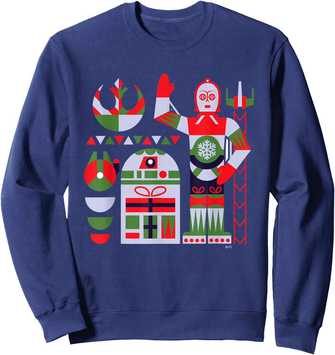 Star Wars R2-D2 and C-3PO Nordic Print Christmas Holiday Sweatshirt - Sweatshirt | Navy