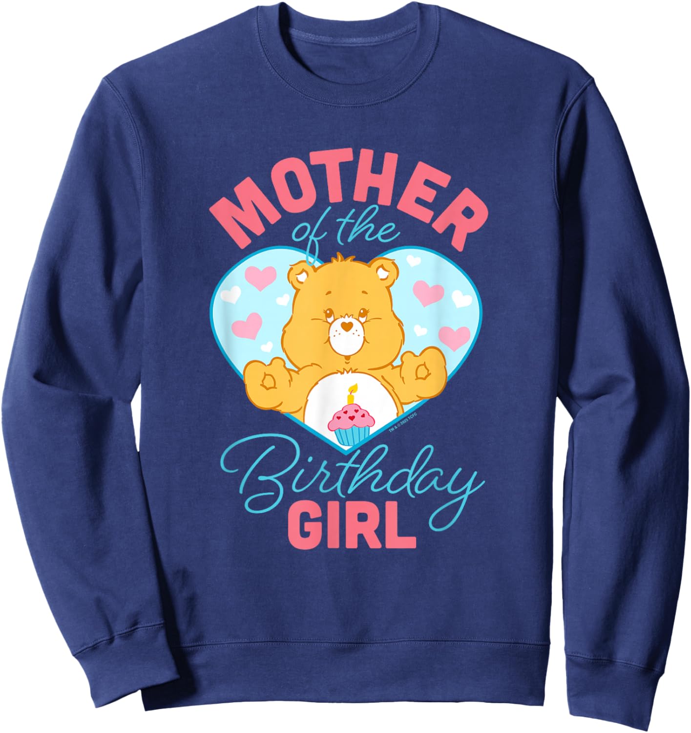 Care Bears Mother Of The Birthday Girl Vintage Heart Logo Sweatshirt - Sweatshirt | Navy
