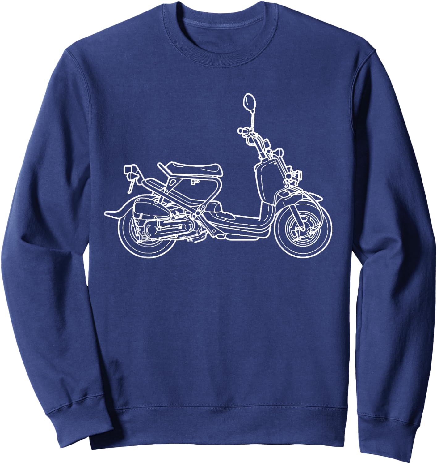 Gizmoto Ruckus Outlined Motorcycle Artwork - Black, -Adults, Small, Short Sleeve, Cotton 60% Polyester 40% Sweatshirt - Sweatshirt | Navy