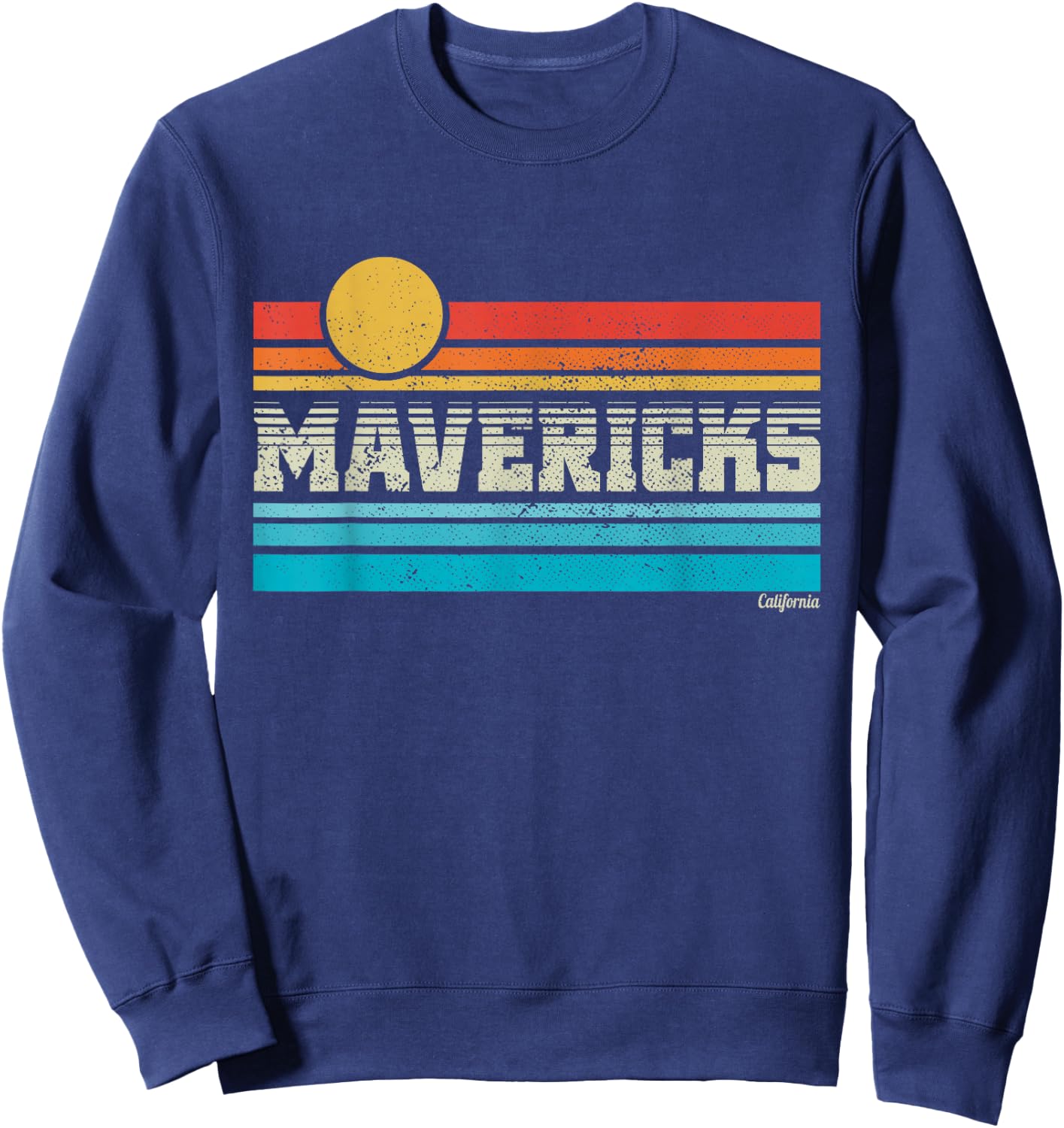 Mavericks California Retro Sunset Surf Trip I Love Surfing Sweatshirt - Sweatshirt | Navy