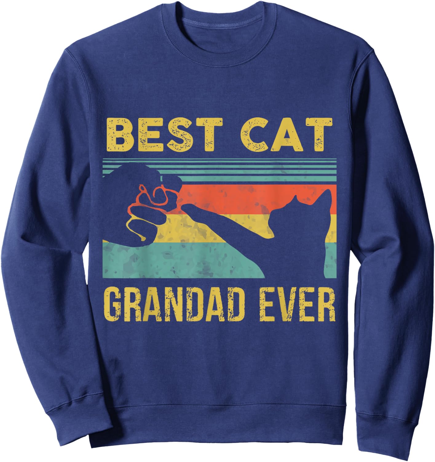 Best Cat Grandad Ever Vintage Cats Happy Father's Day Sweatshirt - Sweatshirt | Navy