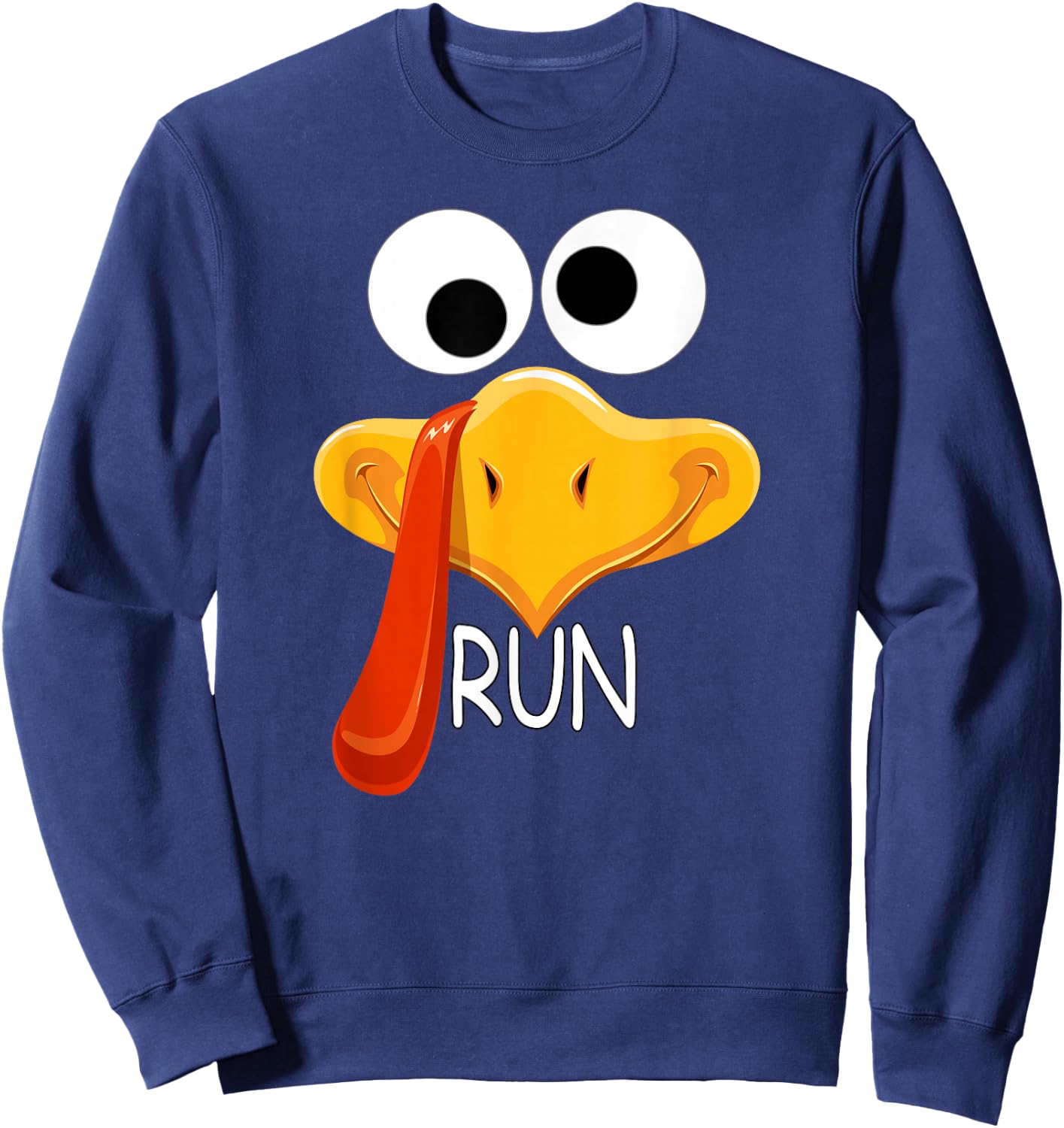 Turkey Face Thanksgiving Running Trot Turkey Squad Matching Sweatshirt - Sweatshirt | Navy