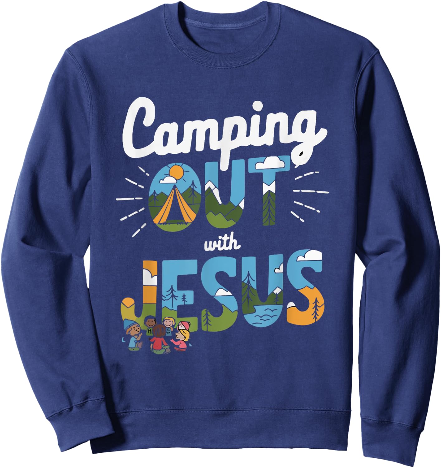 Camping Jesus Christ Religion Christian Camper Christianity Sweatshirt - Sweatshirt | Navy