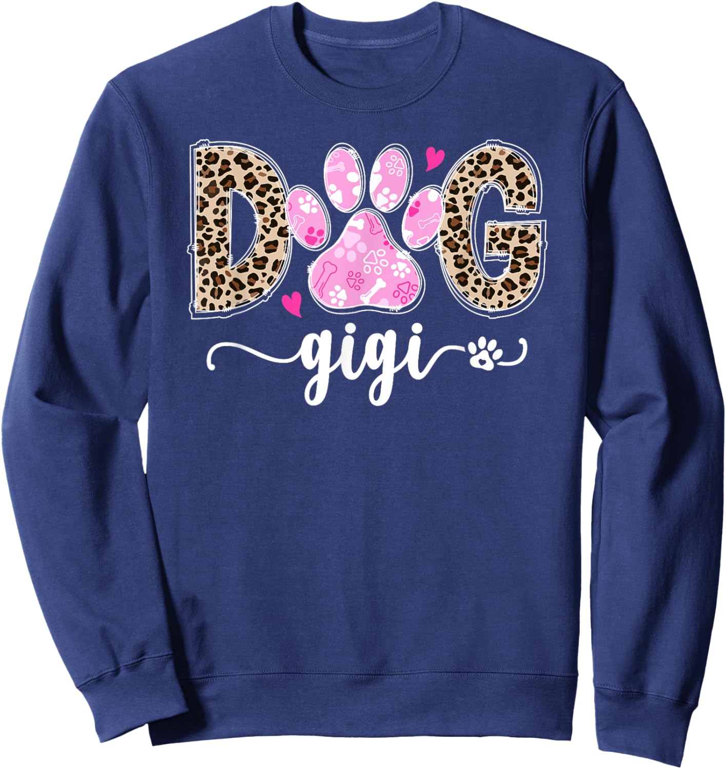 Dog Gigi Dog Lover Gigi Grandma Leopard Sweatshirt - Sweatshirt | Navy