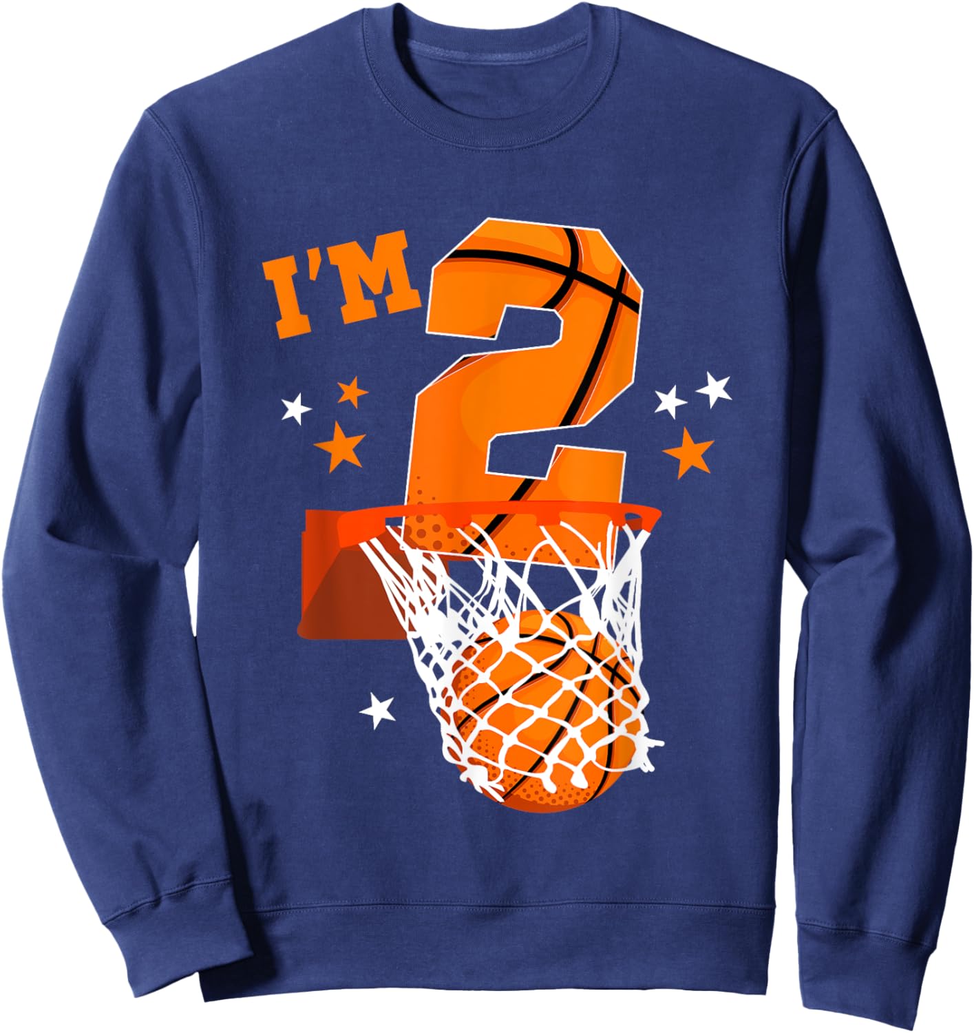 2nd Birthday Basketball Themed For Boy 2 Year Old Sweatshirt - Sweatshirt | Navy