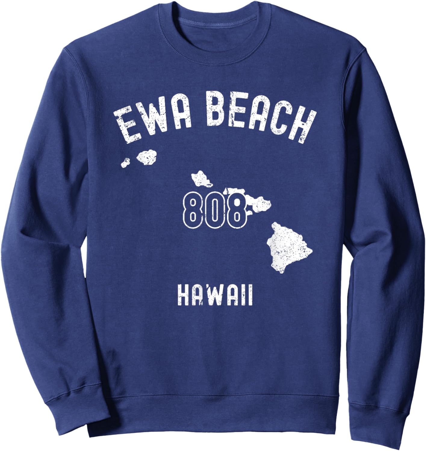 Ewa Beach Hawaii HI 808 Vintage Athletic Style Sweatshirt - Sweatshirt | Navy