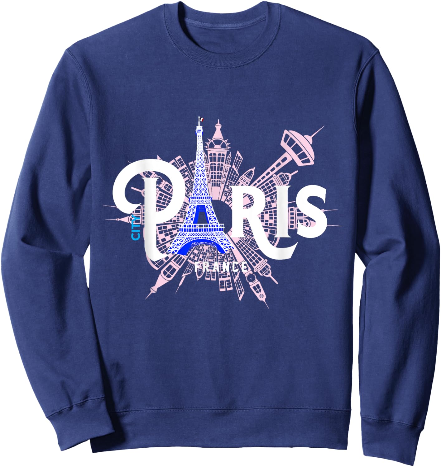 The Eiffel Tower And Iconic Buildings Vintage Paris Travel Sweatshirt - Sweatshirt | Navy