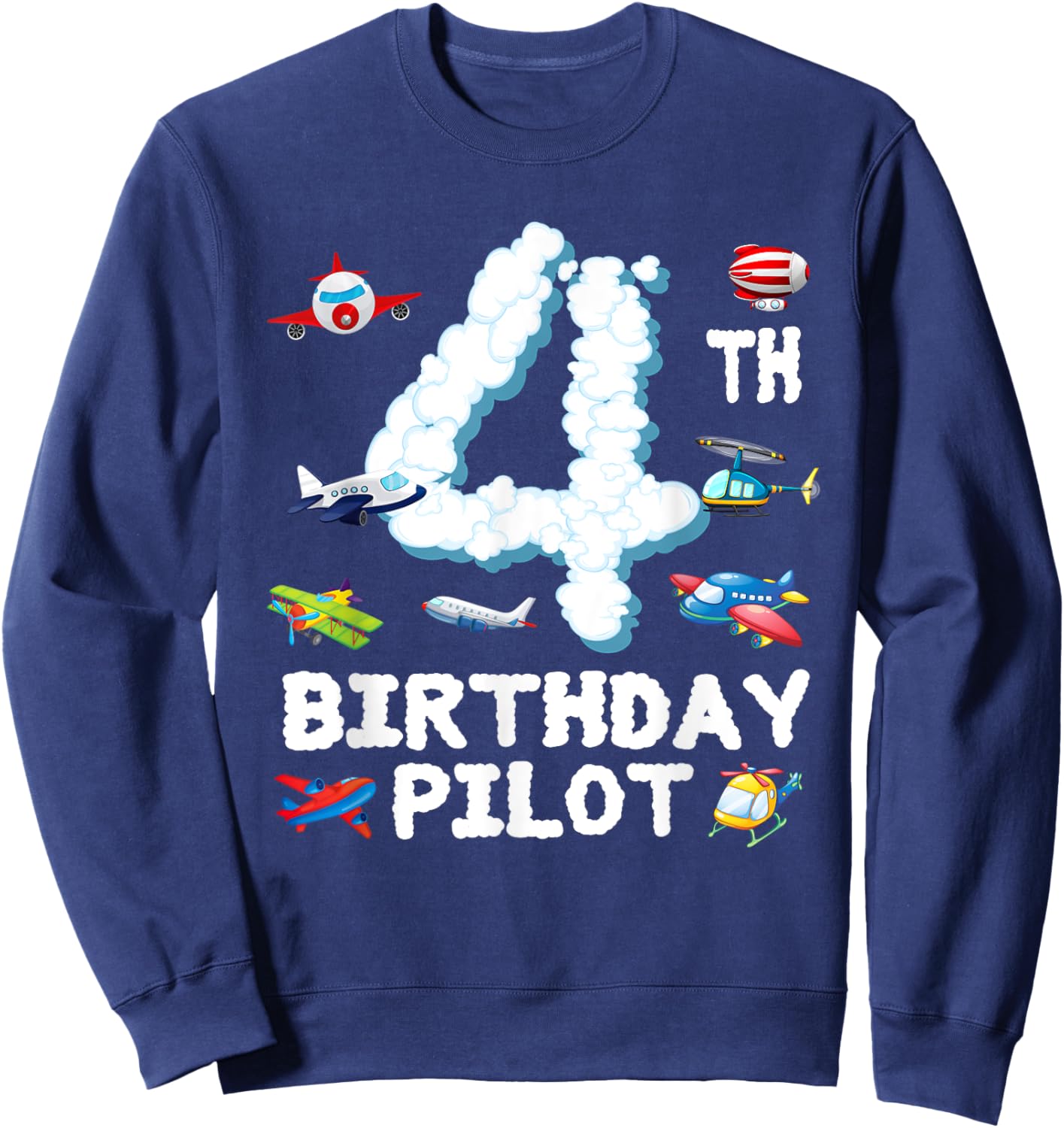 4th Birthday Future Pilot 4 Year Old Birthday Airplane Party Sweatshirt - Sweatshirt | Navy