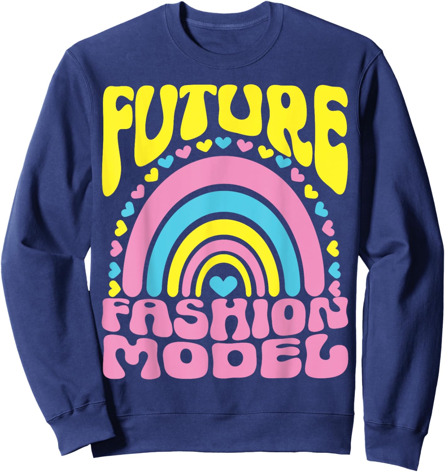 Future Fashion Model Bright Retro Rainbow Occupation Sweatshirt - Sweatshirt | Navy