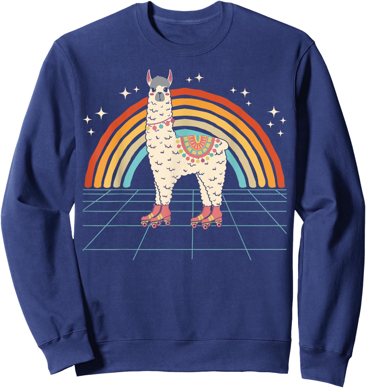 Roller Skating Alpaca Skater Skate Retro Vintage 70s/80s Sweatshirt - Sweatshirt | Navy