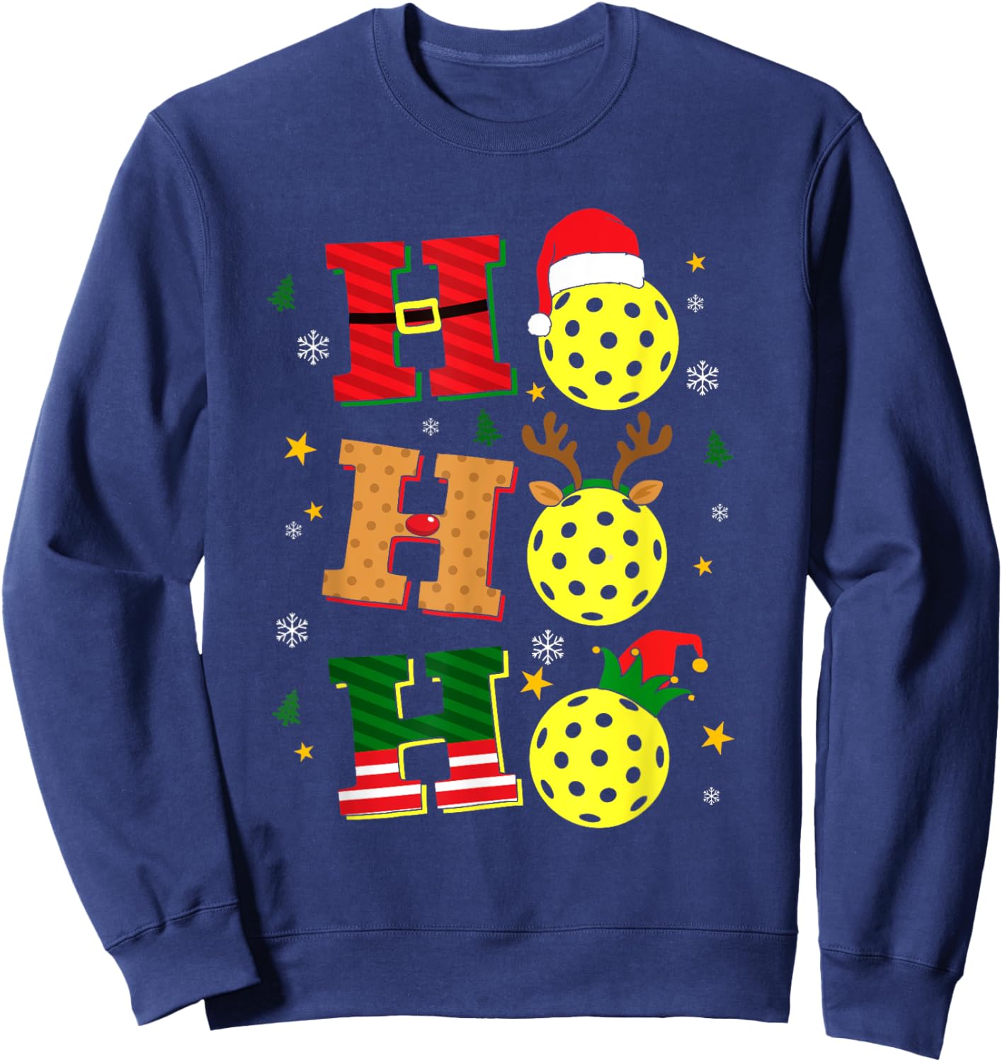 Christmas Pickleball Ho Ho Ho Paddle Sports Players Holiday Sweatshirt - Sweatshirt | Navy