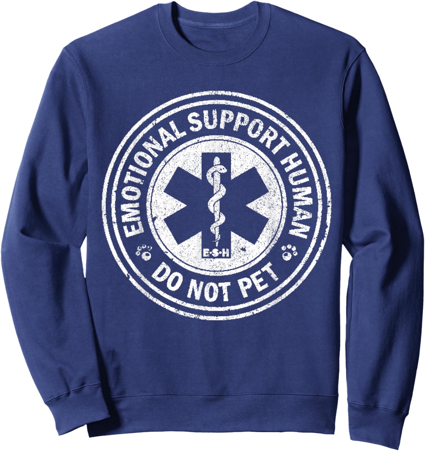 Emotional Support Human Black X-Small Classic Fit Sweatshirt - Sweatshirt | Navy