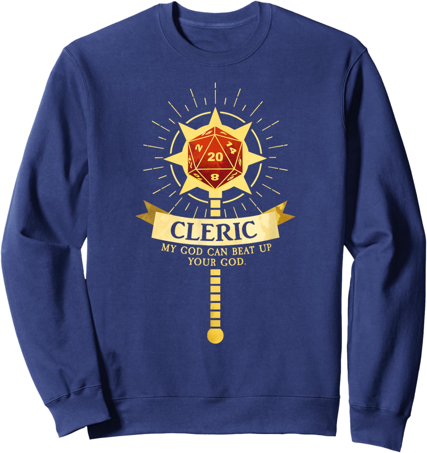 Cleric Class RPG Roleplaying Gamer Sweatshirt - Sweatshirt | Navy