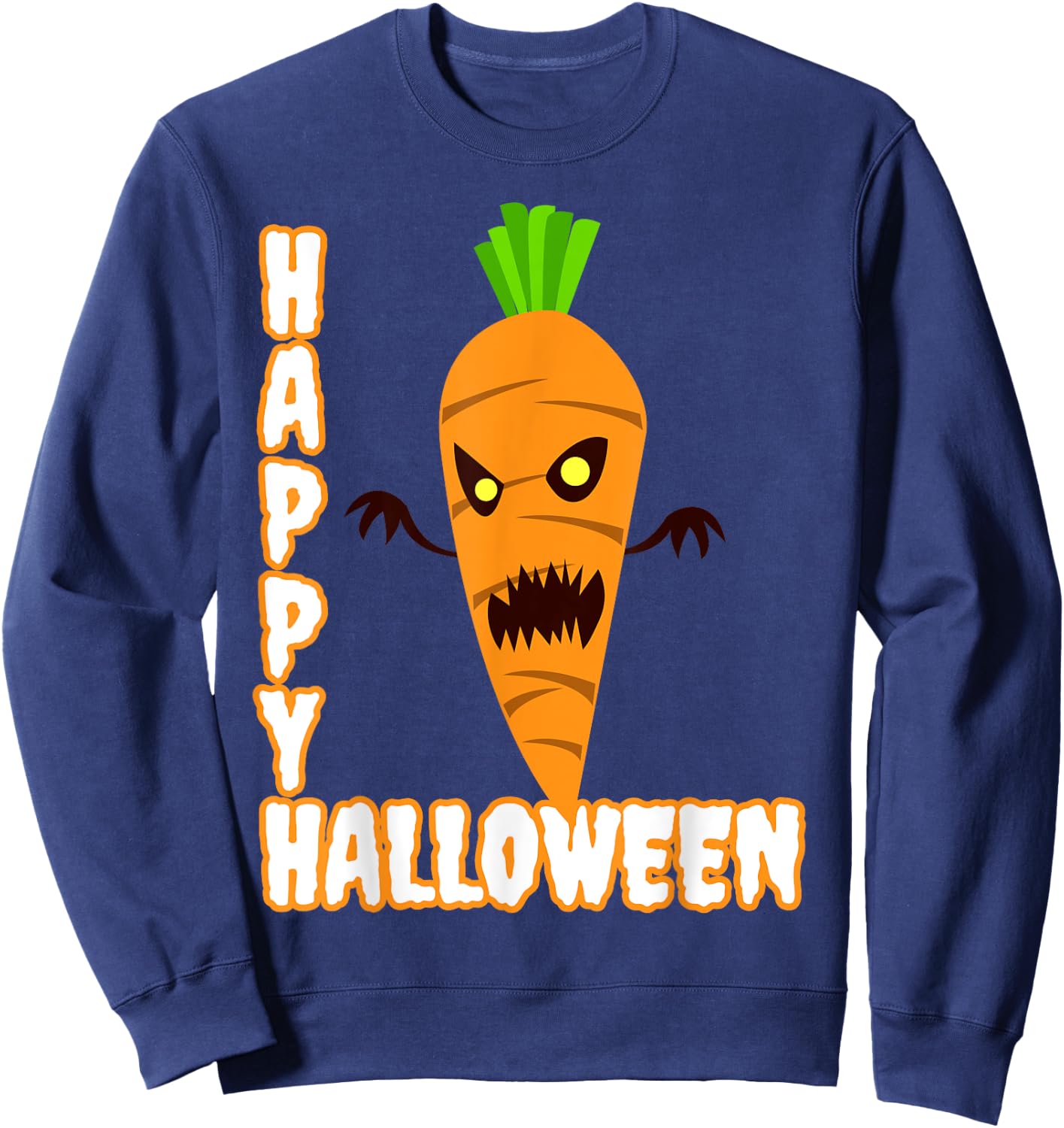 Scary Carrot Happy Halloween Men Women Boys Girls Sweatshirt - Sweatshirt | Navy