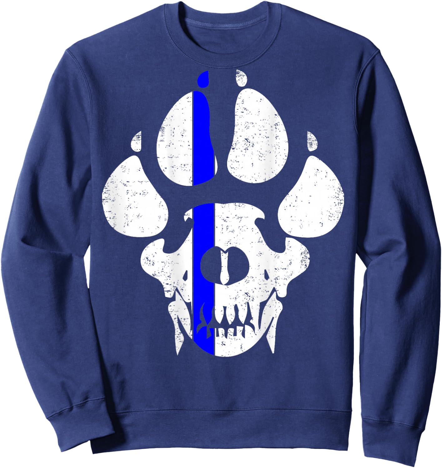 K9 Police Officer Police Dog Paw Skull Law Enforcement Sweatshirt - Sweatshirt | Navy