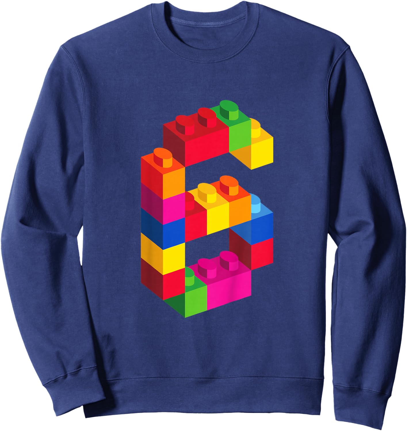 6 Year Old Building Blocks Birthday Bricks 6th Gift Sweatshirt - Sweatshirt | Navy