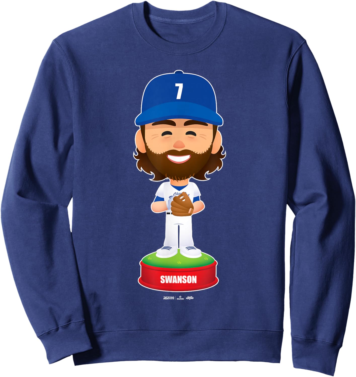 Dansby Swanson Chicago Baseball Bobblehead MLBPA Sweatshirt - Sweatshirt | Navy