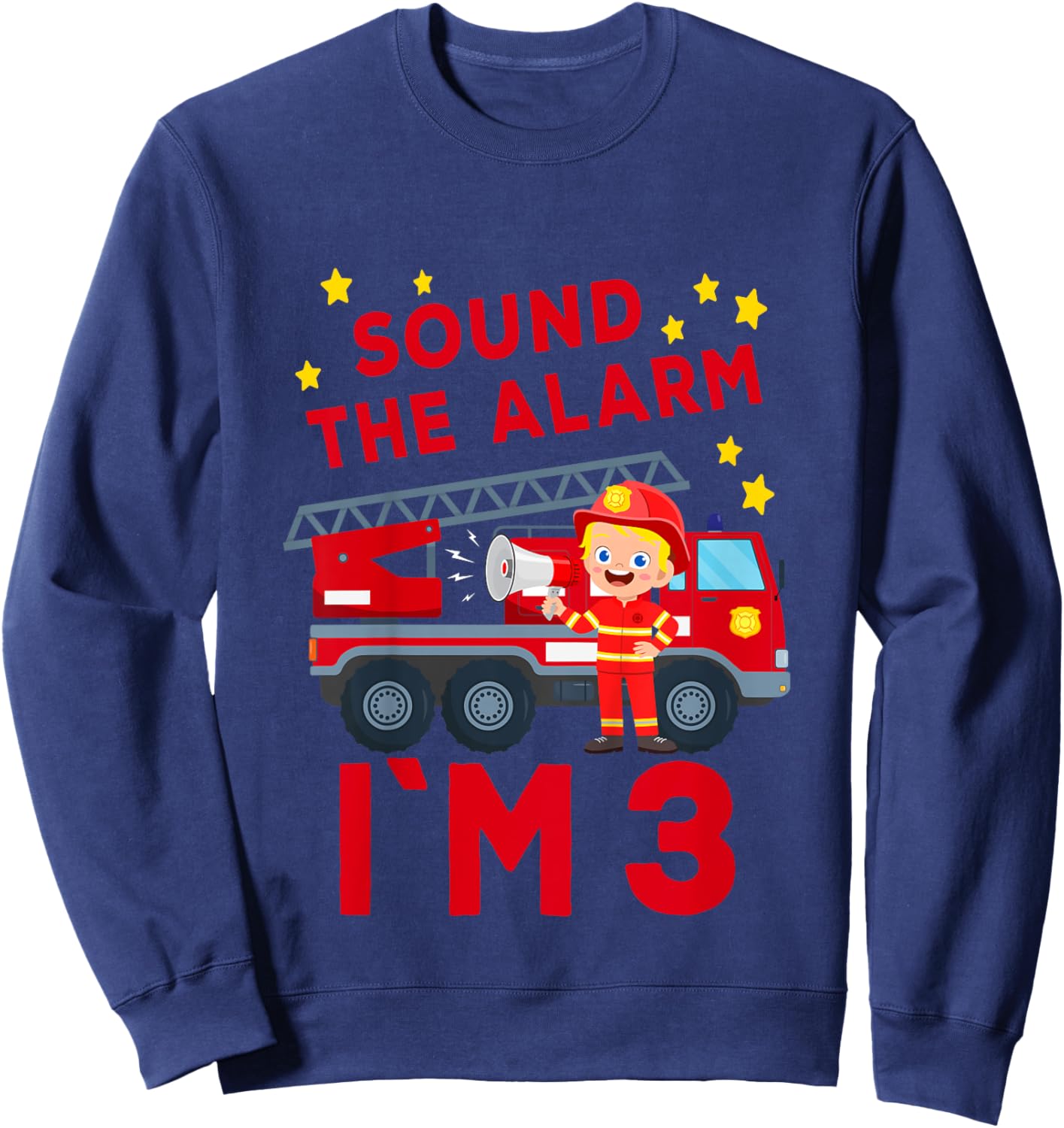 Kids Firefighter 3rd Birthday Fire Truck 3 birthday Sweatshirt - Sweatshirt | Navy