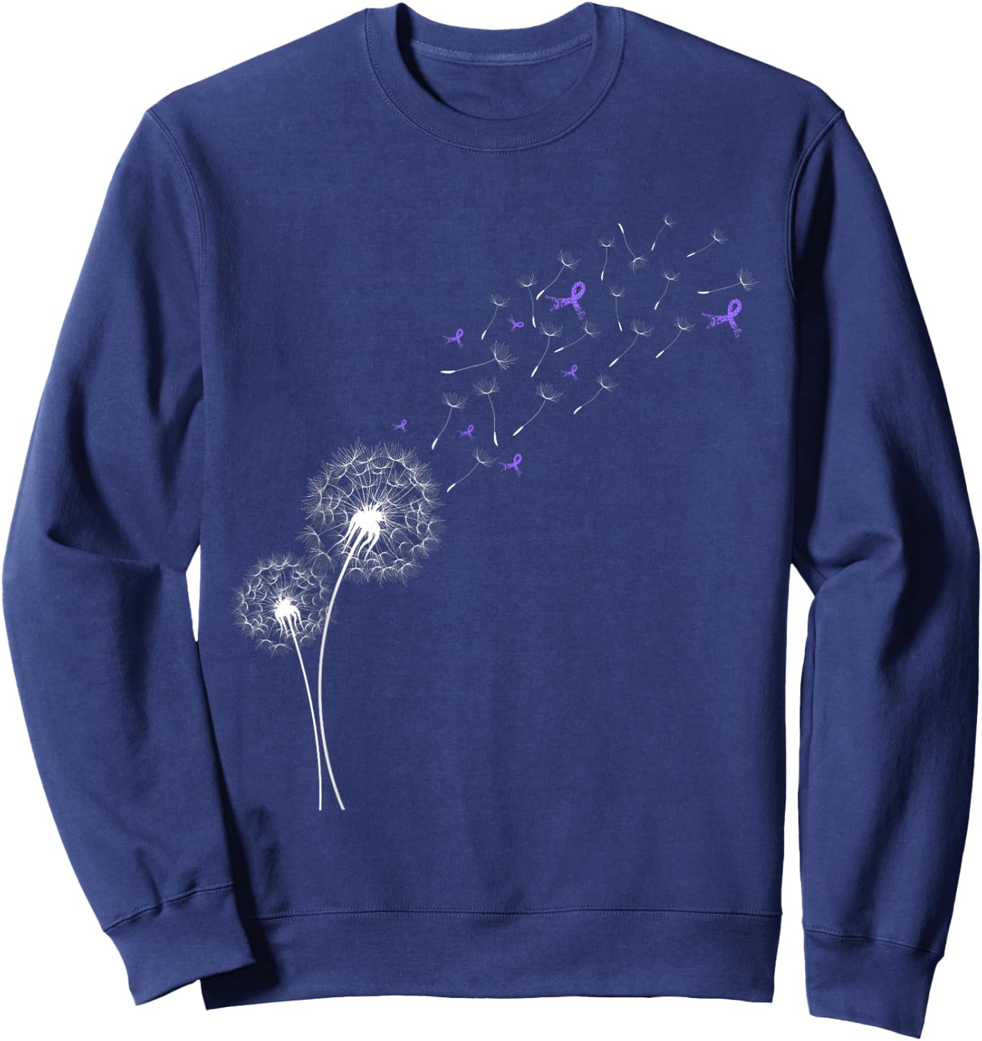 Dandelion Purple Ribbon Pancreatic Cancer Awareness Sweatshirt - Sweatshirt | Navy