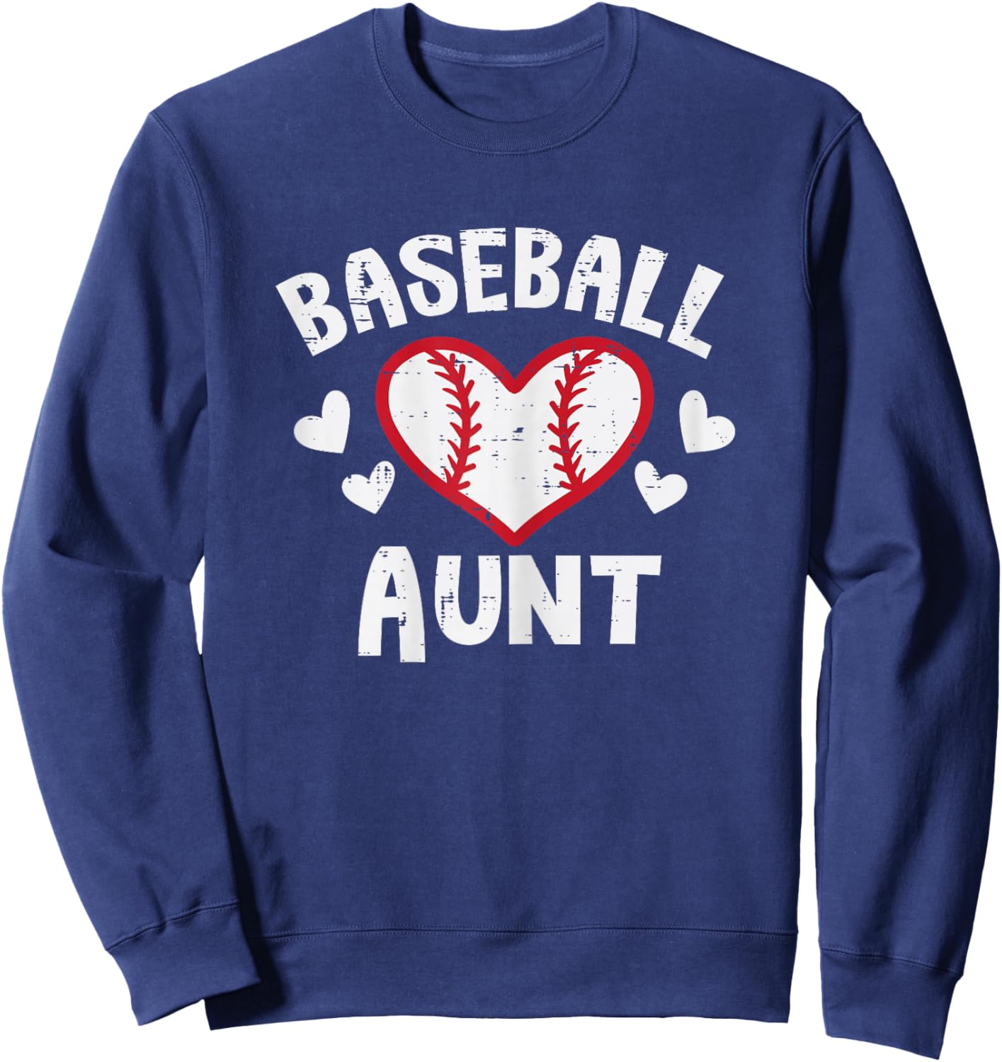 Baseball Aunt Heart Family Matching Aunty Auntie Women Sweatshirt - Sweatshirt | Navy