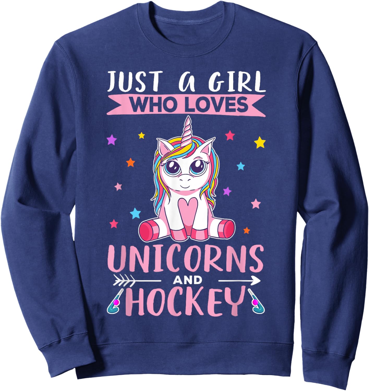 Just A Girl Who Loves Unicorns And Hockey Field Hockey Sweatshirt - Sweatshirt | Navy