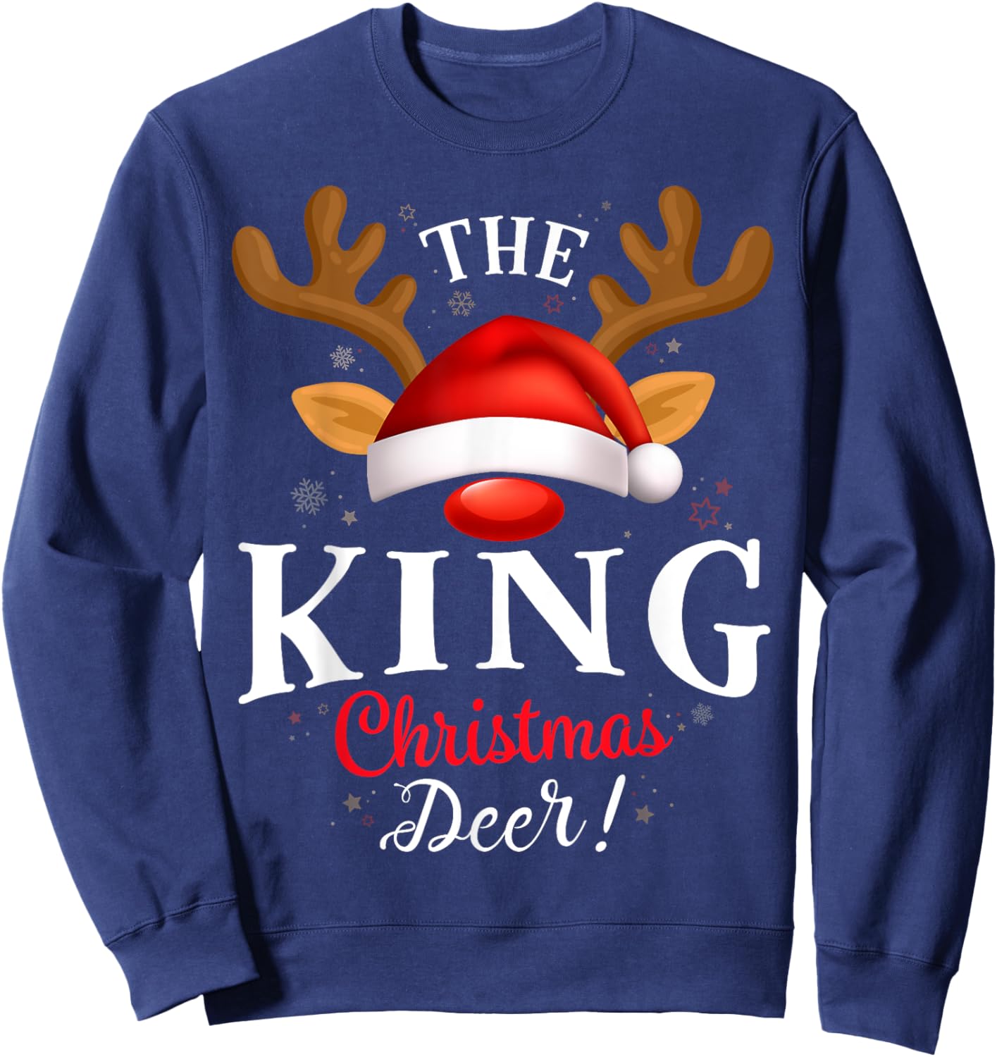 King Christmas Deer PJS Xmas Family Matching Sweatshirt - Sweatshirt | Navy