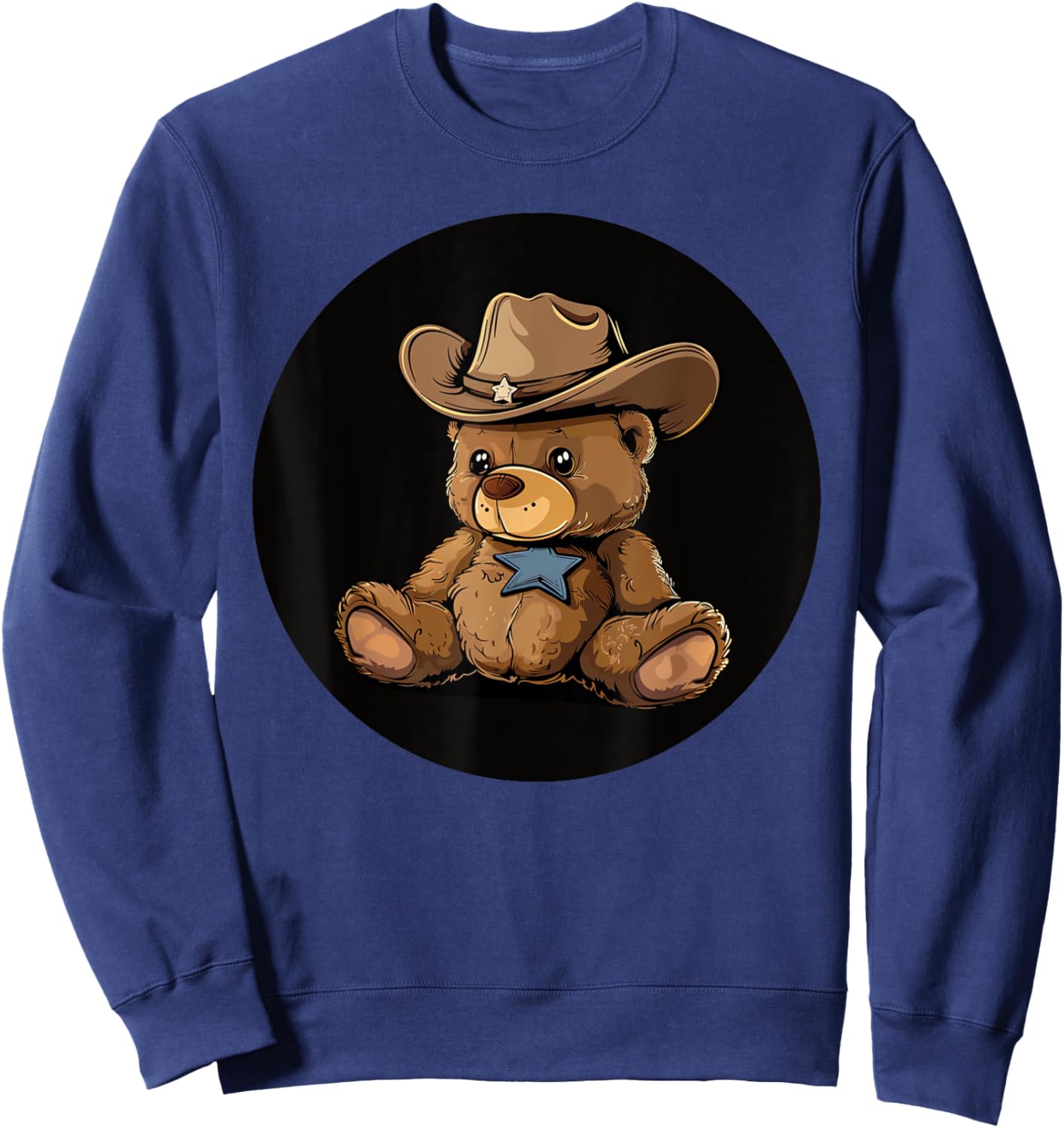 Funny Cowboy Teddy Bear with Sheriff's Star Costume Sweatshirt - Sweatshirt | Navy