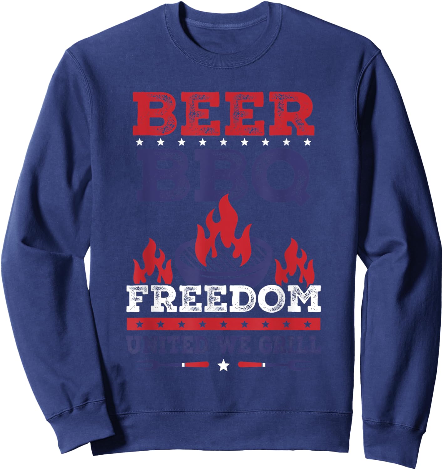 Beer BBQ Freedom United We Grill Apparel Sweatshirt - Sweatshirt | Navy