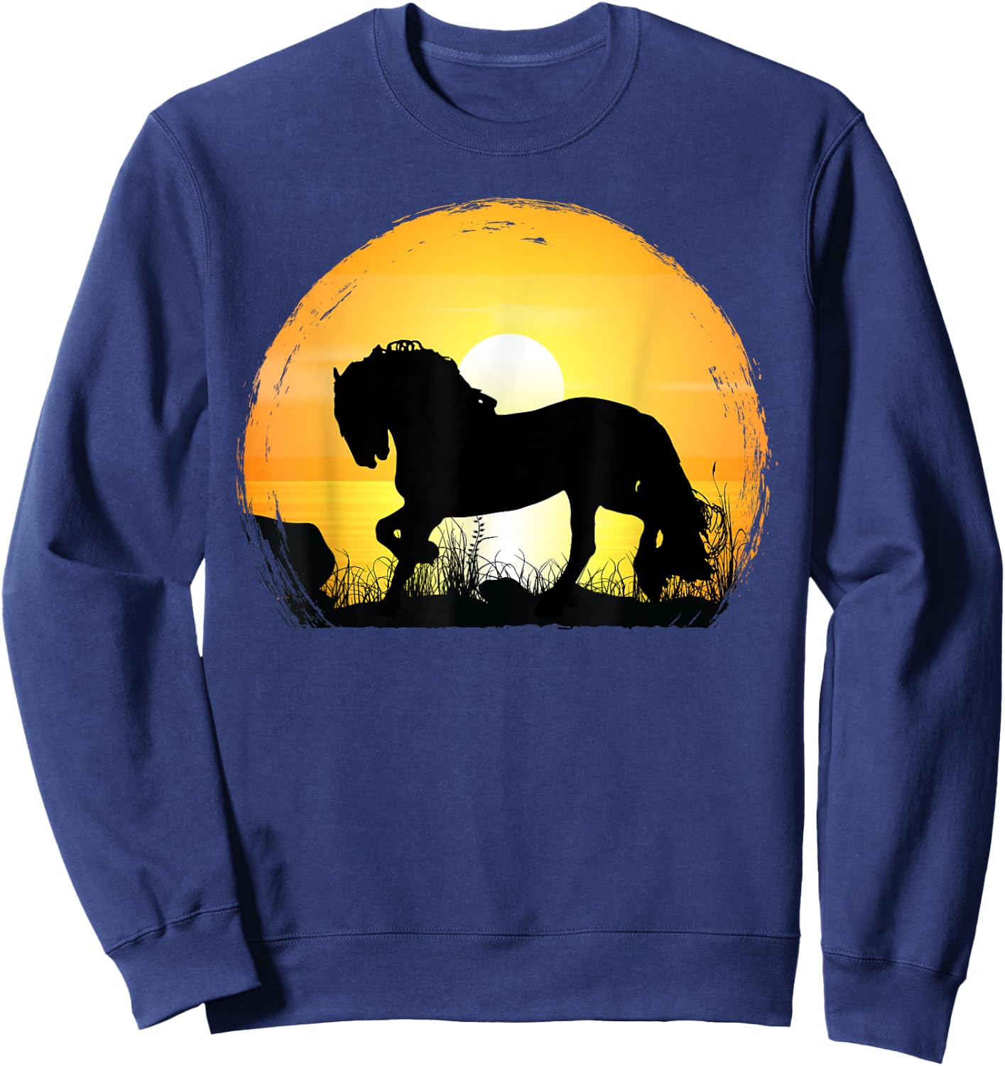 Sunset Horse Breed Silhouette - Friesian Sweatshirt - Sweatshirt | Navy