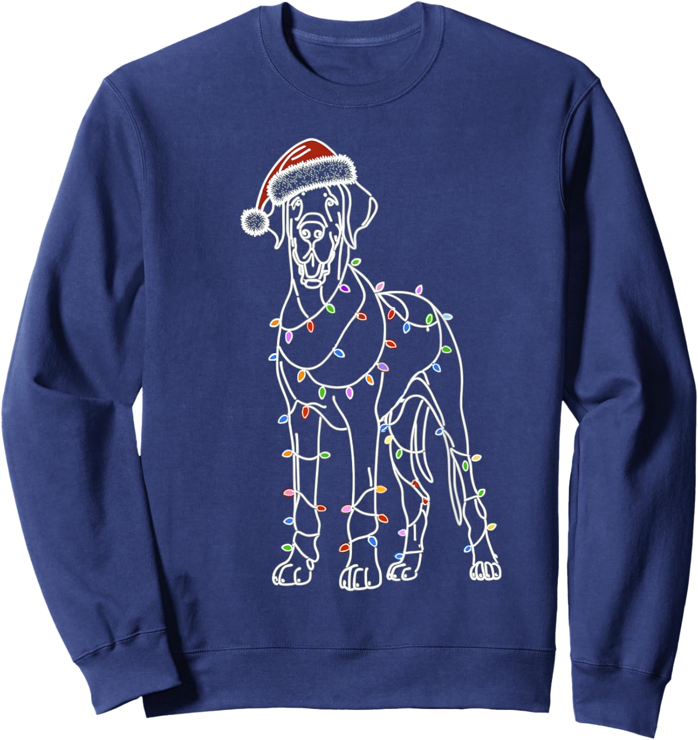 Great Dane Funny Santa Christmas Tree Lights, Pajamas Mom Sweatshirt - Sweatshirt | Navy