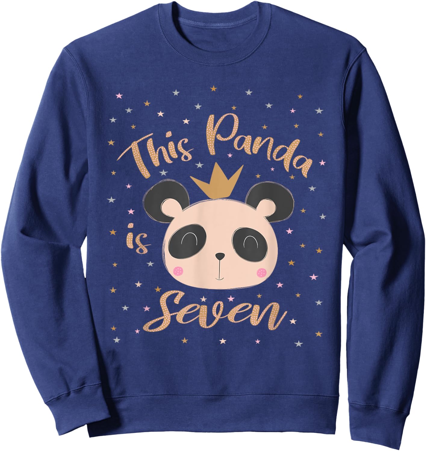This Little Panda Is Seven Years Old 7th Girl Birthday Party Sweatshirt - Sweatshirt | Navy