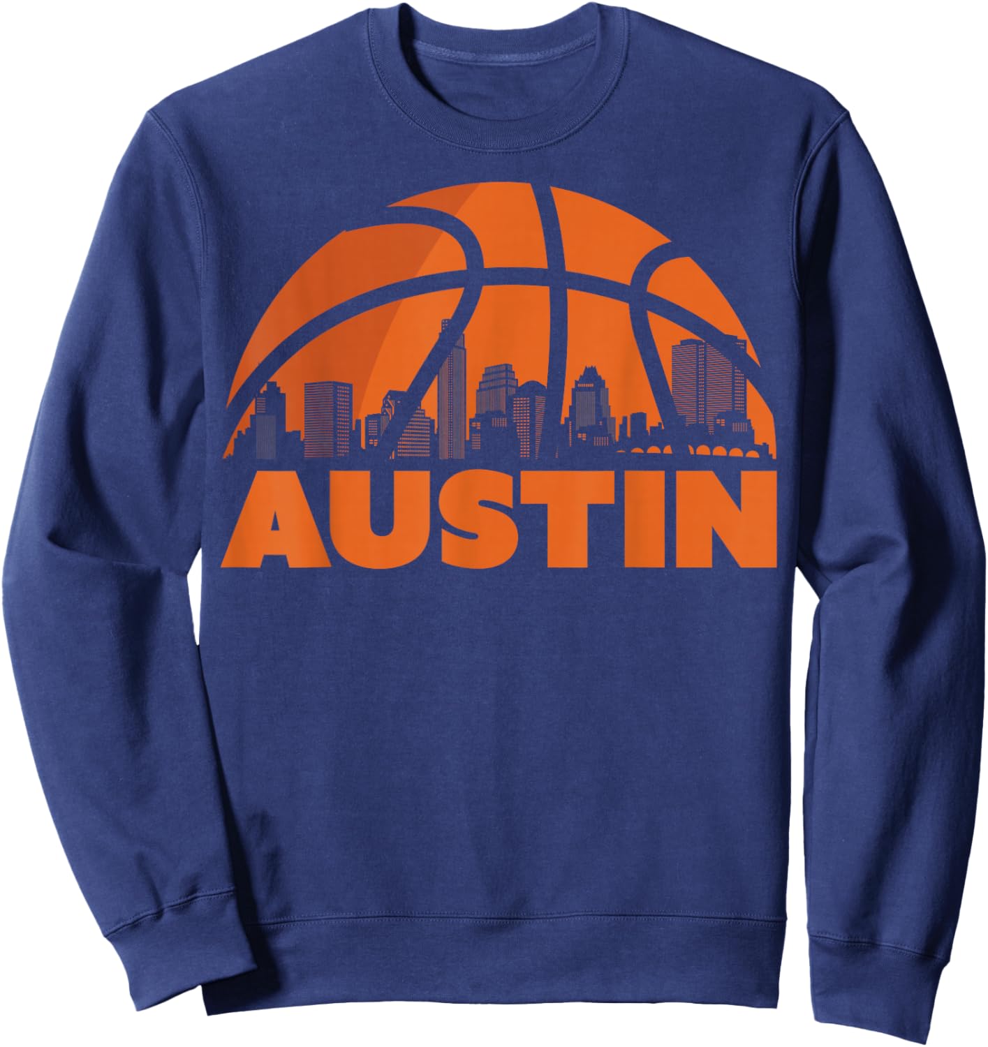 Austin City Skyline Texas Basketball Fan Jersey Sweatshirt - Sweatshirt | Navy
