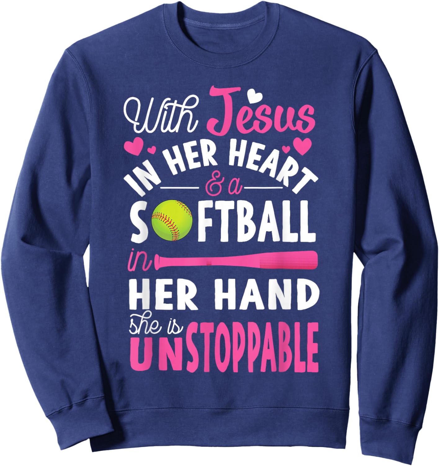 Jesus in Her Heart Softball Hand Funny Pitcher Gift Sweatshirt - Sweatshirt | Navy