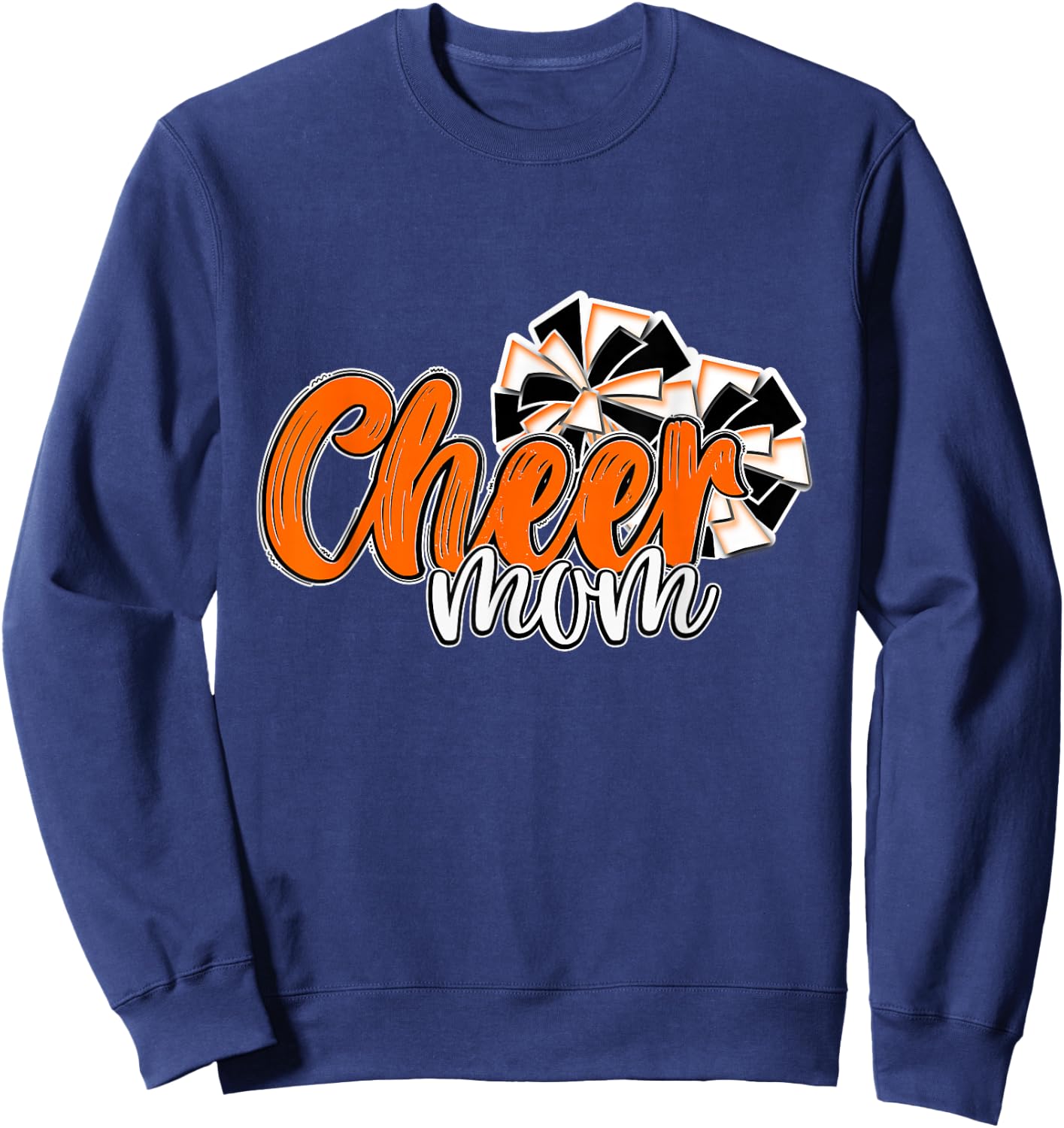 Cheer Mom Top, Pom Poms Orange Mascot Colors School Sweatshirt - Sweatshirt | Navy