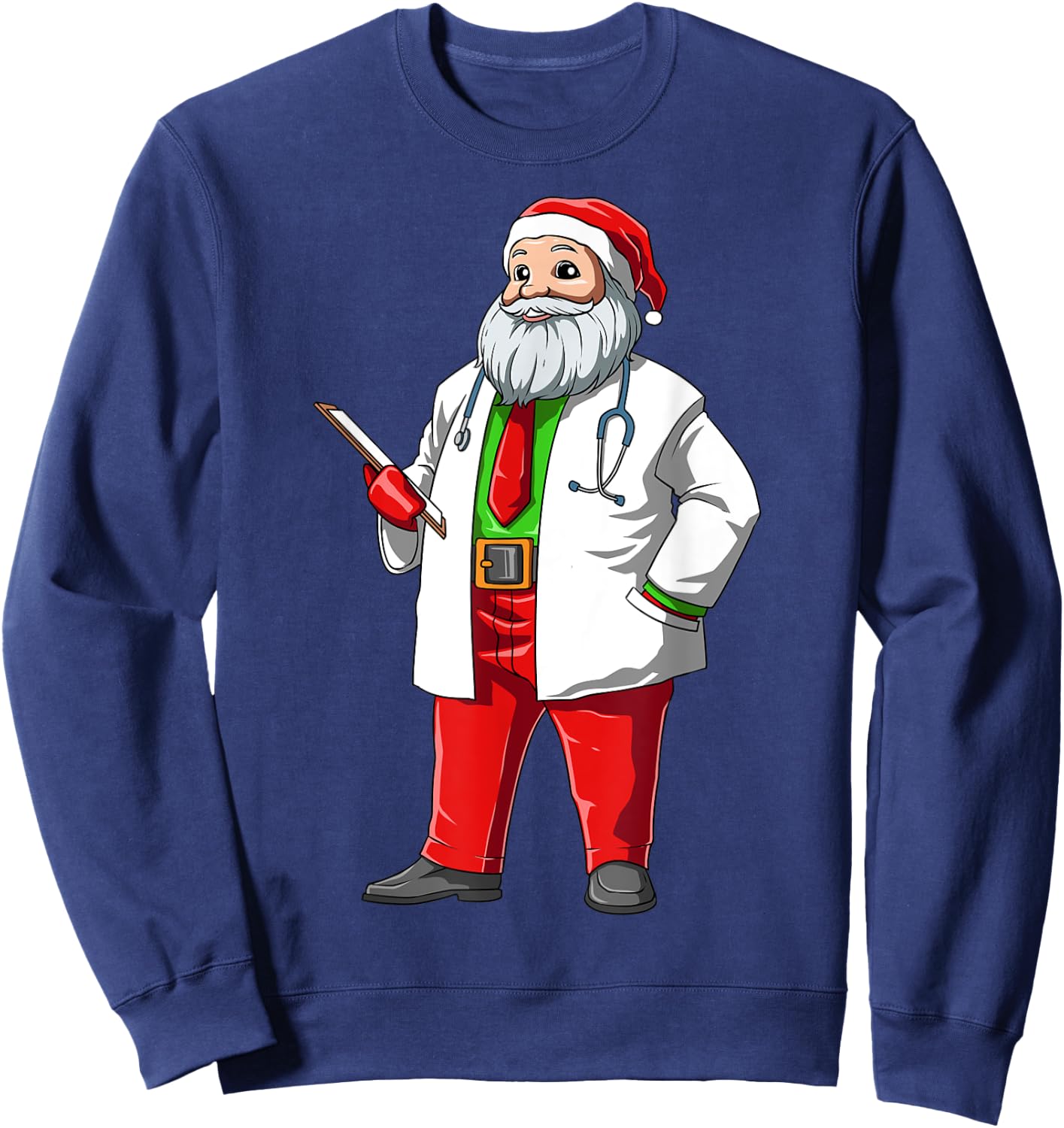 Nurse Christmas Santa Doctor Christmas Medical Santa Nursing Sweatshirt - Sweatshirt | Navy