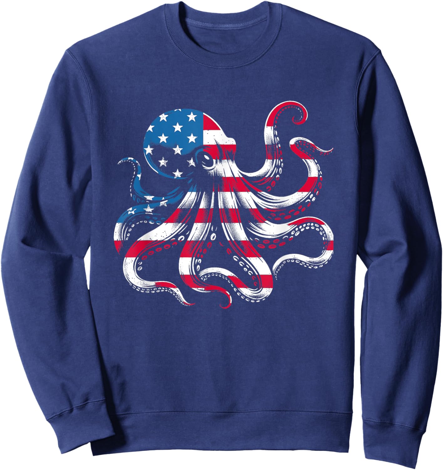 Octopus American Flag - Patriotic USA Ocean Animal Lover Sweatshirt - Sweatshirt | Navy