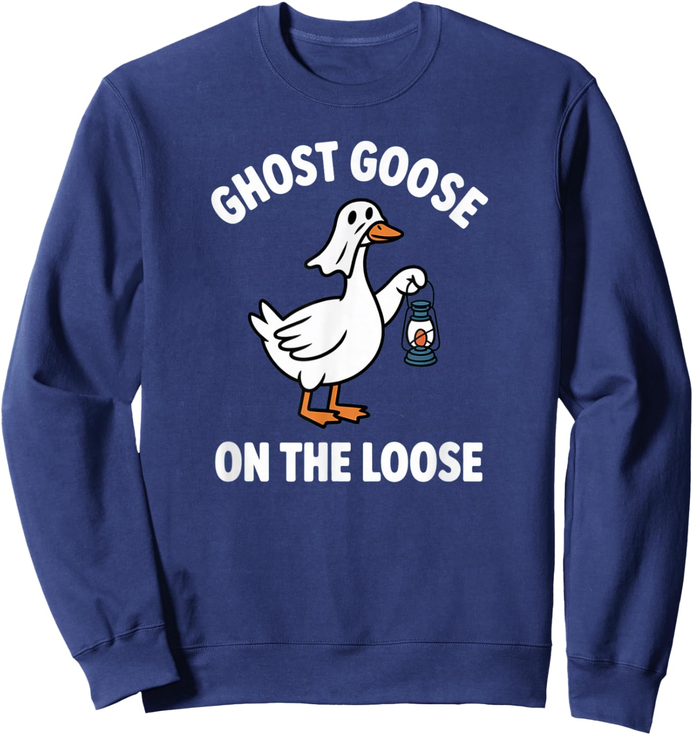 Funny Ghost Goose On The Loose Pun Halloween Lover Costume Sweatshirt - Sweatshirt | Navy