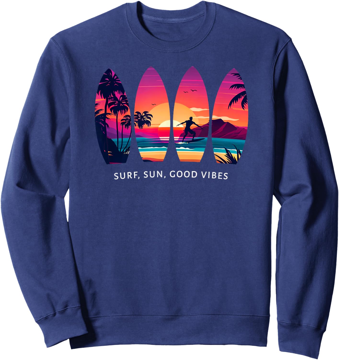 Surfing Surf Board Beach Surfer Gift Vintage Sweatshirt - Sweatshirt | Navy