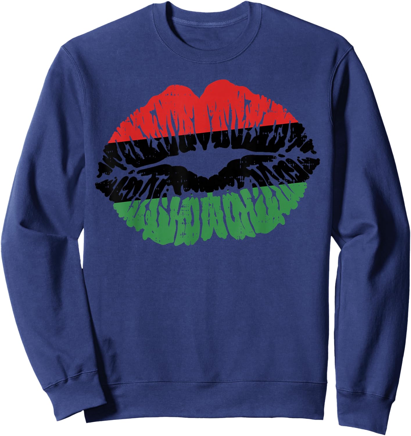 African Lips Flag Melanin Black History Month Pride Women Sweatshirt - Sweatshirt | Navy