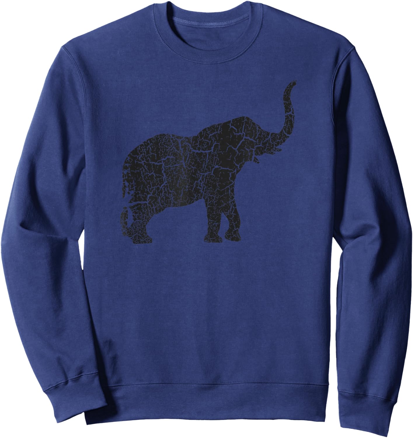 Elephant Distressed Print - Vintage Elephant Sweatshirt - Sweatshirt | Navy