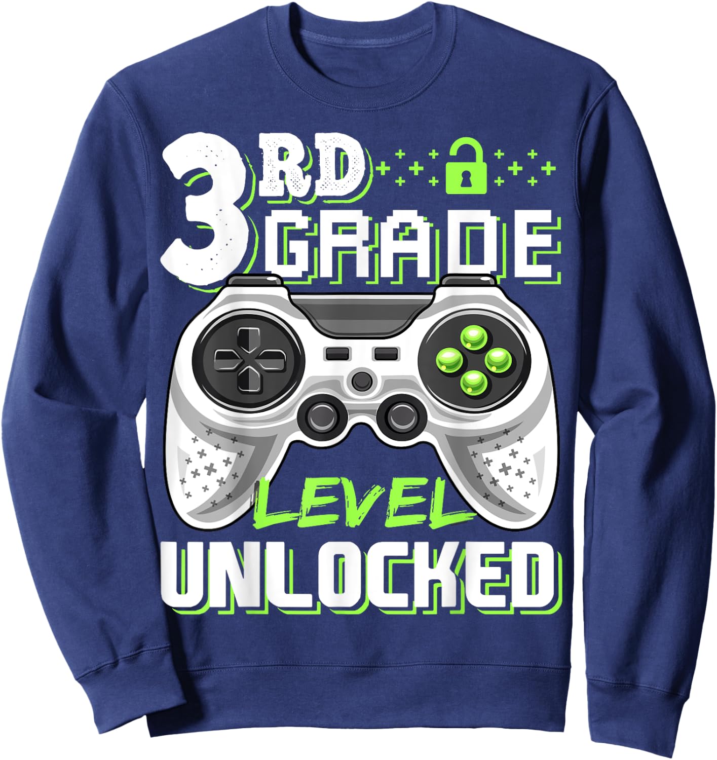 3rd Grade Level Unlocked Video Game Back to School Boys Sweatshirt - Sweatshirt | Navy