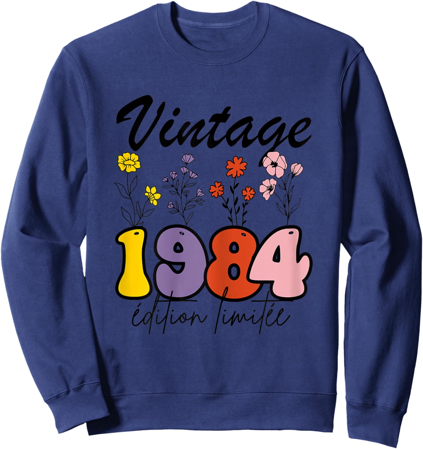 Vintage 1984 Limited Edition Birth Year Gift Woman , white, Female X-Small Sweatshirt - Sweatshirt | Navy