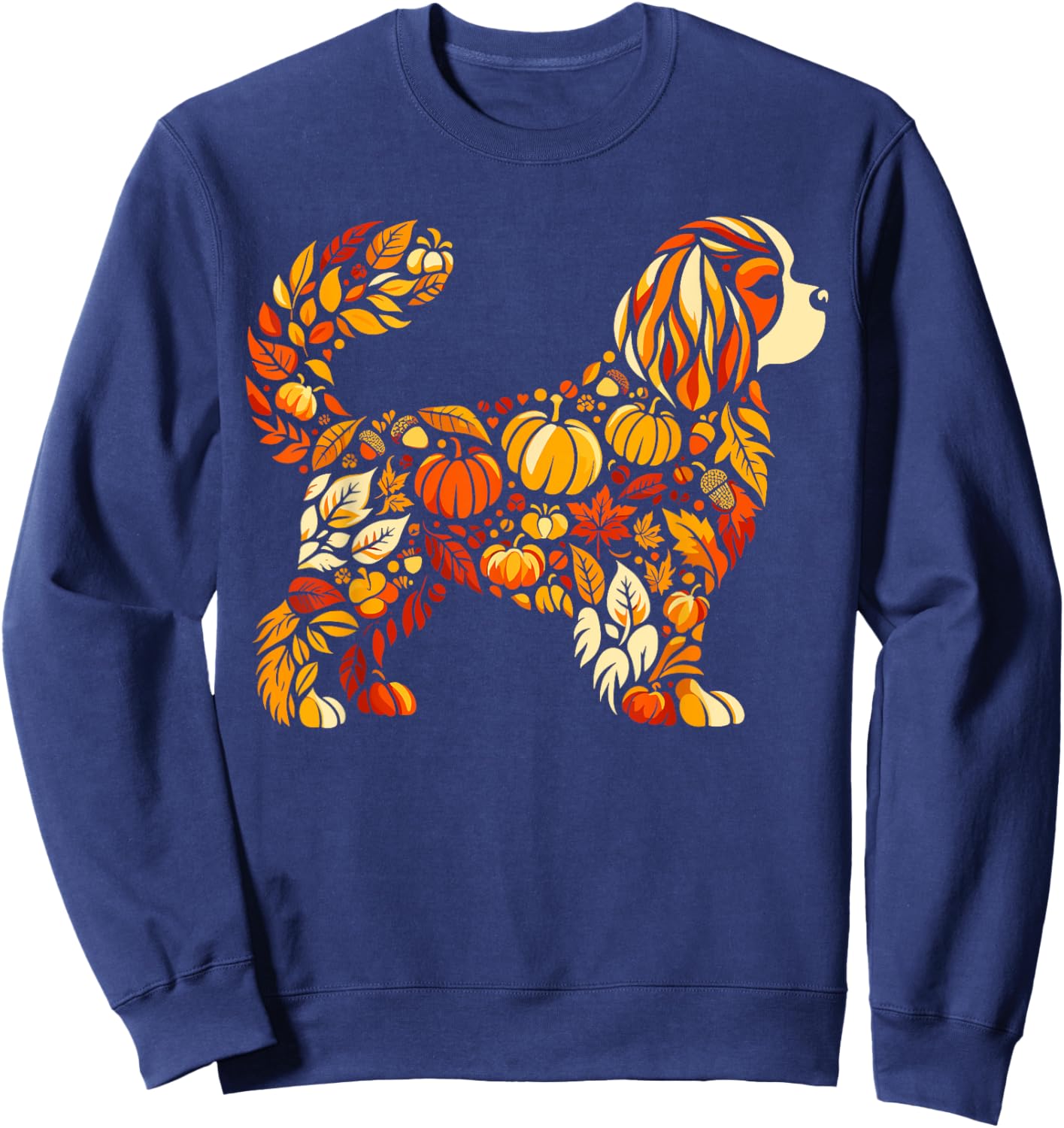 Autumn Pumpkin Cavalier King Charles Spaniel Thanksgiving Sweatshirt - Sweatshirt | Navy