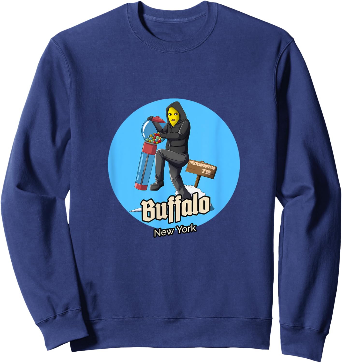 Gumball Gangster Buffalo NY SKI mask Sweatshirt - Sweatshirt | Navy