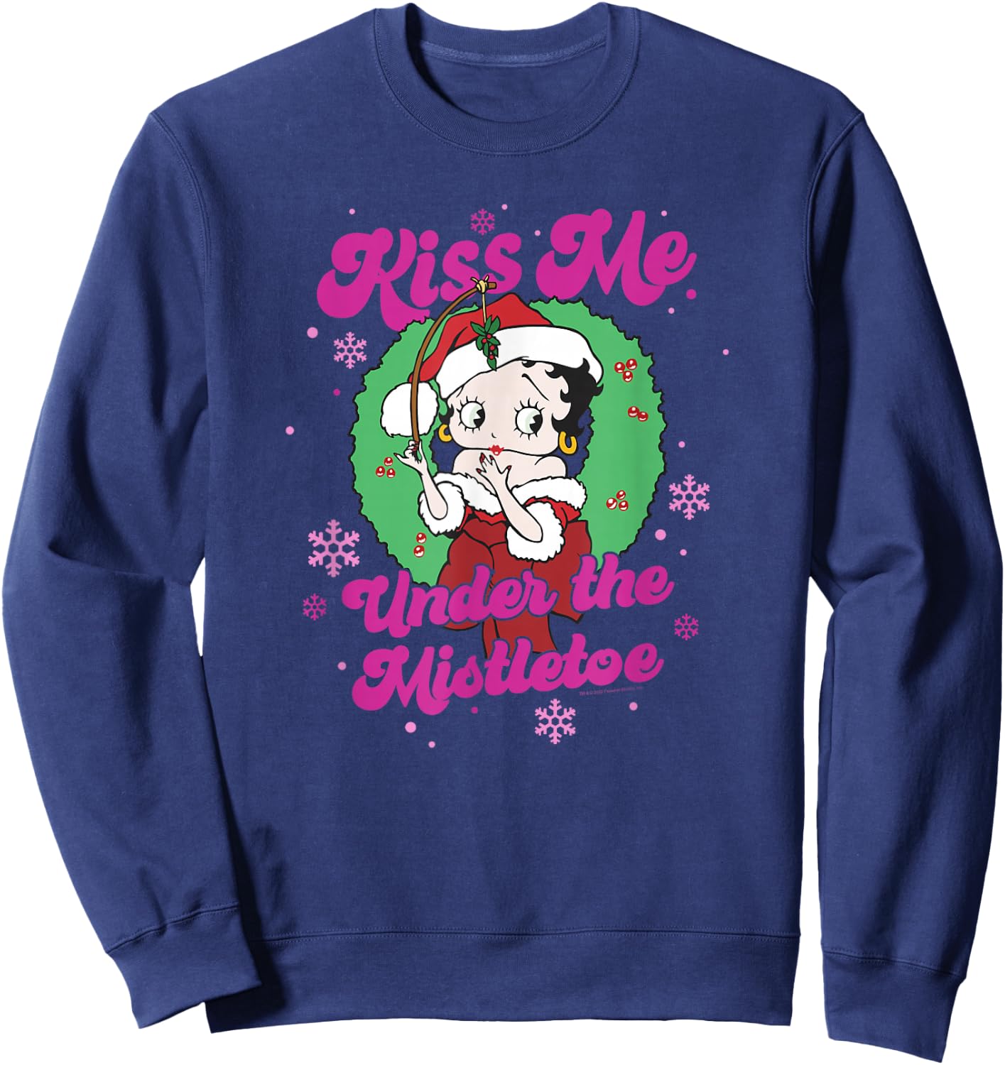 Betty Boop Christmas Kiss Me Under The Mistletoe Sweatshirt - Sweatshirt | Navy
