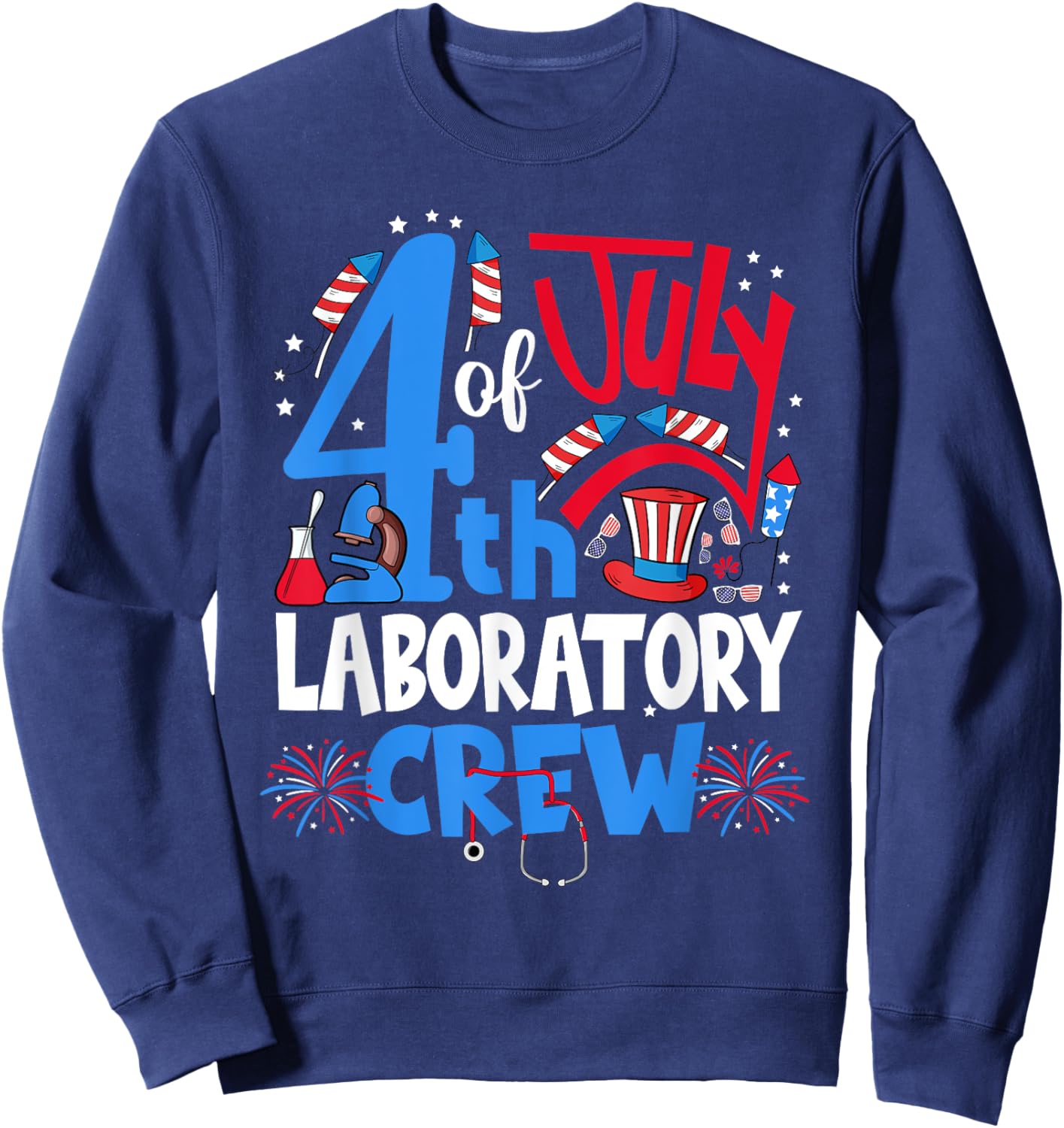 4th Of July Laboratory Crew Laboratory Tech 4th Of July Men Sweatshirt - Sweatshirt | Navy
