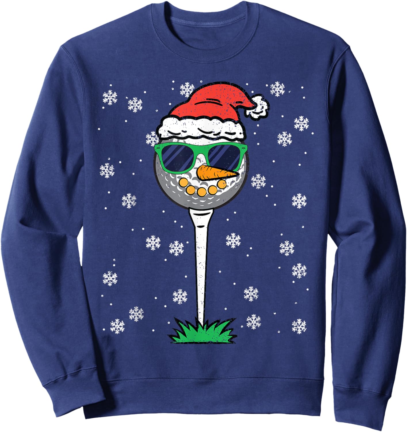 Golf Ball Snowman Christmas Pajama Funny X-mas Sport Golfer Sweatshirt - Sweatshirt | Navy
