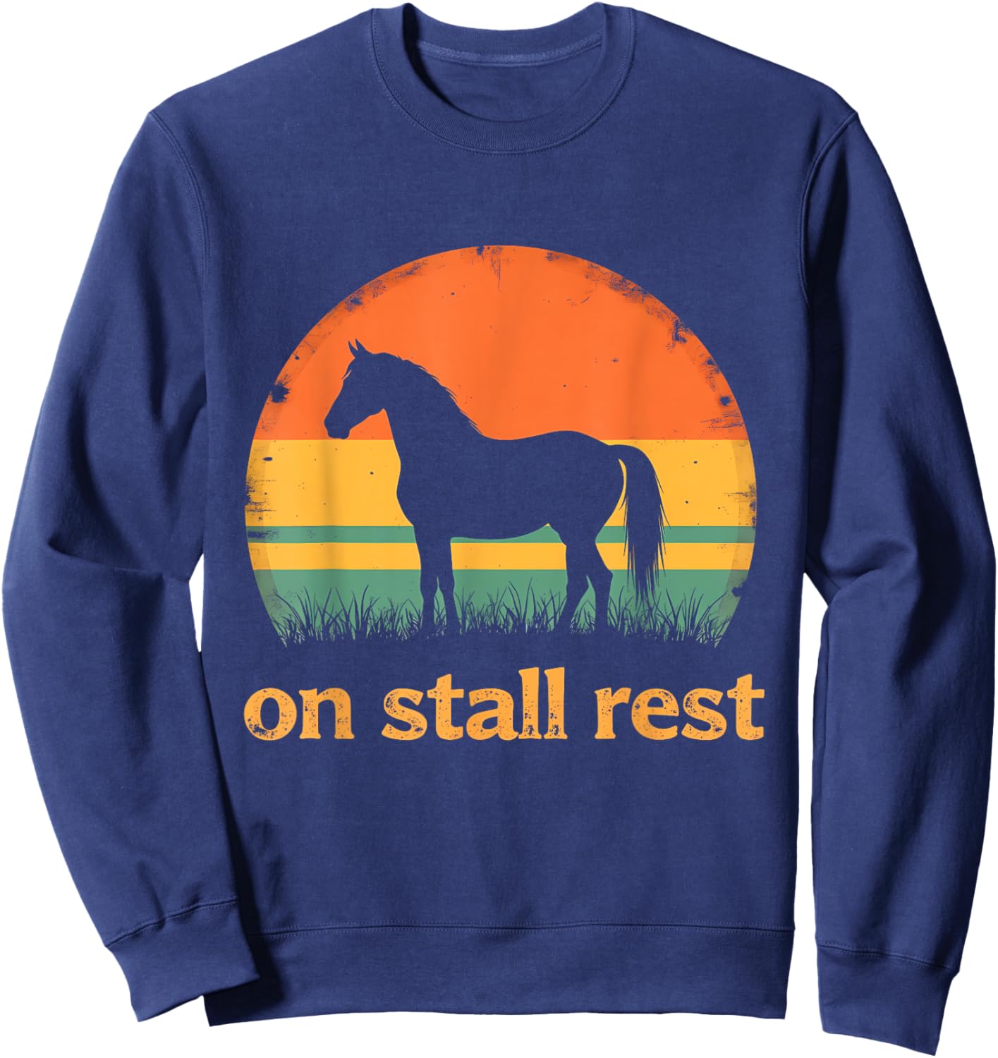 On Stall Rest horse Vintage Sunset Sweatshirt - Sweatshirt | Navy